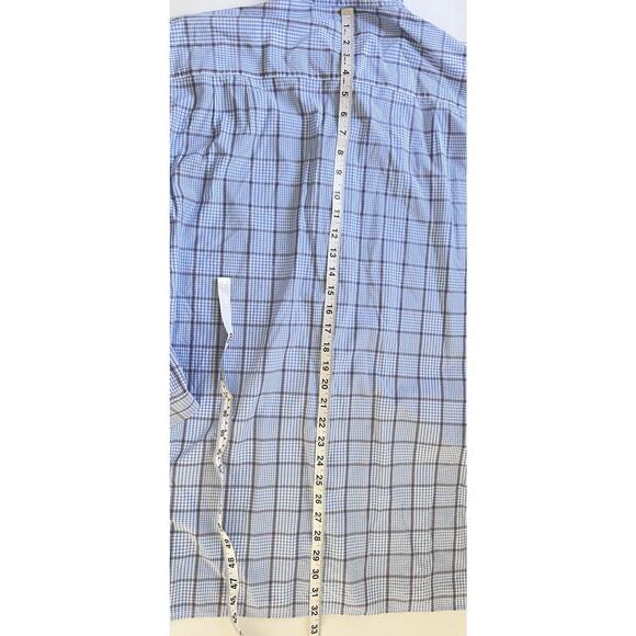 Ermenegildo Zegna Shirt Mens Long Sleeve Button Up Blue Tan Windowpane Size L - Picture 9 of 9
